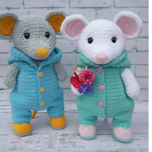 Amigurumi crochet pattern - mouse in overalls - Crochet pattern mouse - PDF English pattern