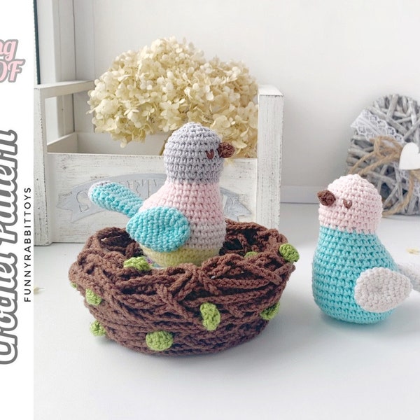 Easter Bird Nest Crochet Pattern, Easter Egg, Spring decor Tutorials PDF, English Pattern.