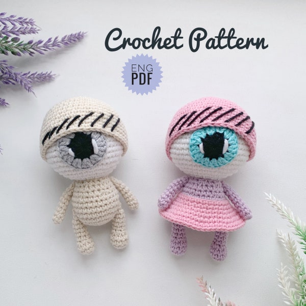 Funny Eyes Crochet Pattern, Halloween gift, Unusual Keychain, Stuffed Amigurumi Toy, English Tutorial PDF.