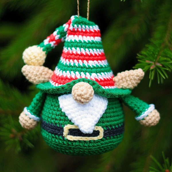 Christmas crochet patterns elf ornament gnome- elf Christmas decorations crochet amigurumi pattern - do it yourself gifts Christmas gnomes