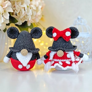 Mouse gnome crochet pattern - easy amigurumi mouse gnome decor - cute crochet gift