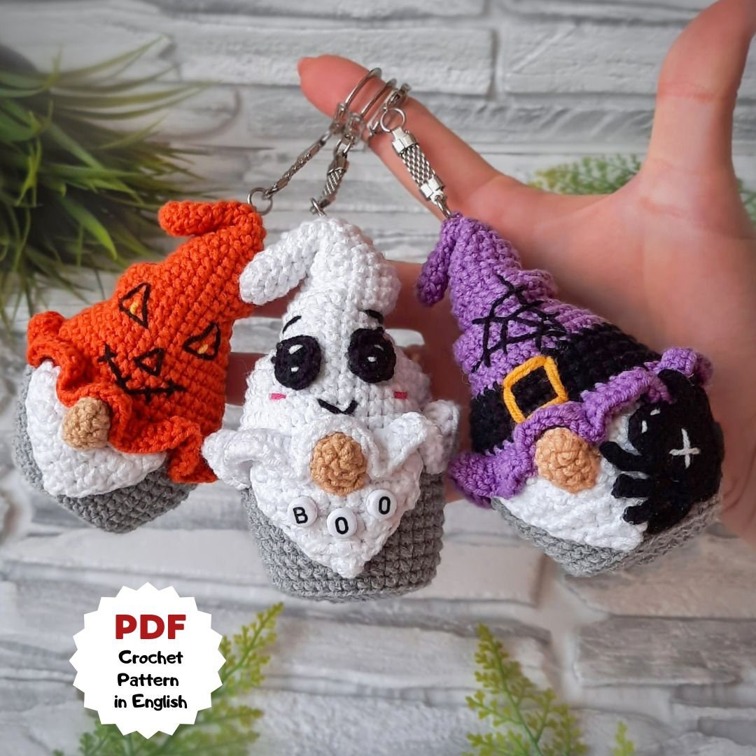 Buy Crochet Pattern Halloween Keychains, Pumpkin Gnome, Boo Gnome, Gnome  With Spider, Halloween Crochet Patterns Online in India