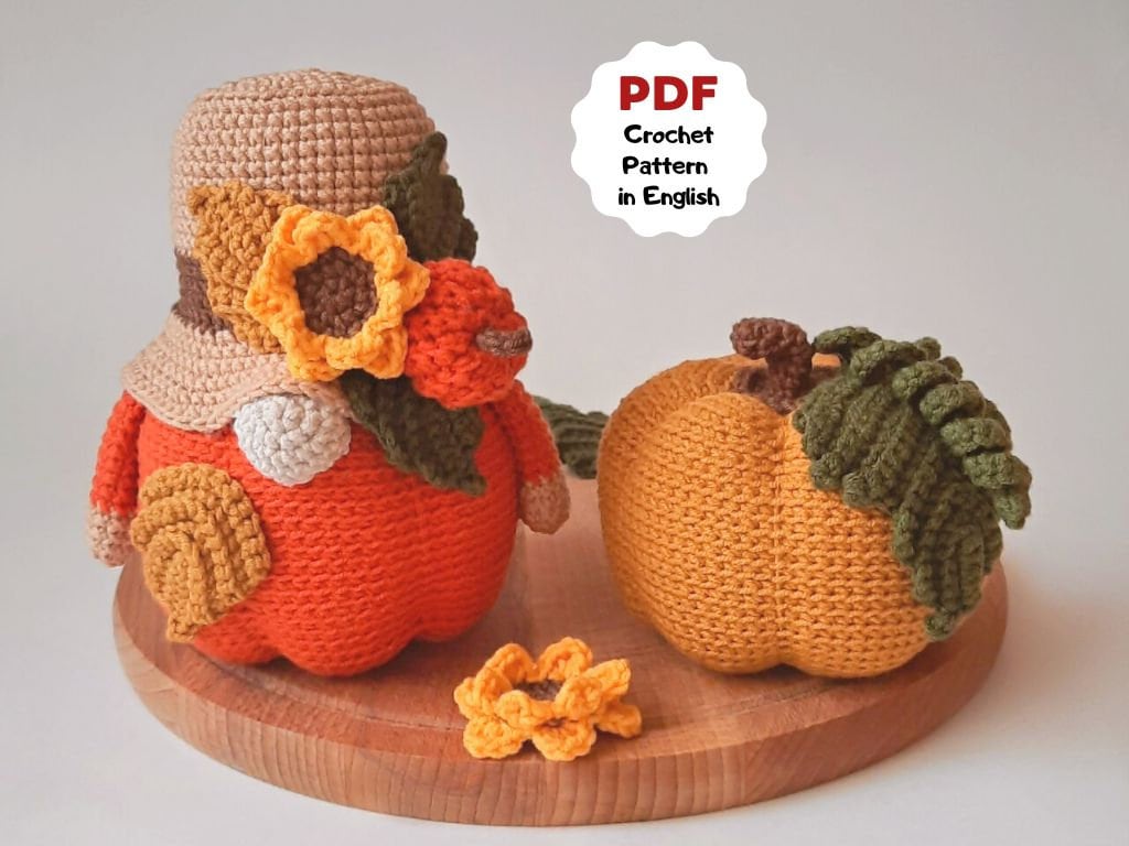 Set of 2 Crochet Pattern Crochet Pumpkin Gnome Crochet Etsy