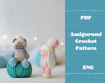 Crochet cat pattern amigurumi,Cat amigurumi pattern, Cat toys pattern, Mini cat crochet pattern,crochet bunny pattern