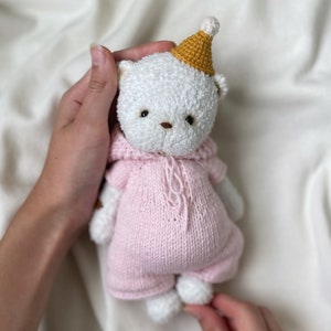 Knitted jumpsuit clothes for crochet bear PATTERN, knitting clothes for amigurumi animals, DIY knitted clothes tutorial in ENGLISH pdf