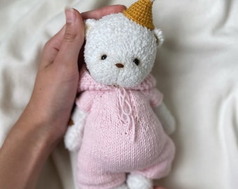 Knitted jumpsuit clothes for crochet bear PATTERN, knitting clothes for amigurumi animals, DIY knitted clothes tutorial in ENGLISH pdf