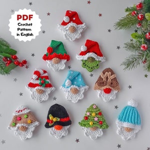 Set of 10 crochet pattern Christmas ornament, Crochet pattern Christmas garland, Cute crochet Christmas gift, Cute crochet pattern