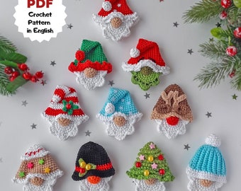 Set of 10 crochet pattern Christmas ornament, Crochet pattern Christmas garland, Cute crochet Christmas gift, Cute crochet pattern