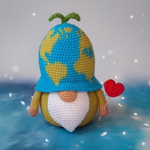Crochet pattern EARTH gnome, cute earth day gnome, ecology gnome crochet pattern, eco friendly gift image 5