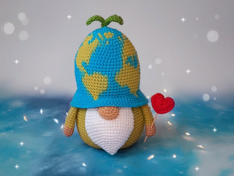 Crochet pattern EARTH gnome, cute earth day gnome, ecology gnome crochet pattern, eco friendly gift image 5