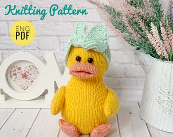Duck Knitting Pattern, Knit Bird, Duckling Soft Toy, Easter Spring decorating, DIY Nursery decor, Knitted Tutorial PDF