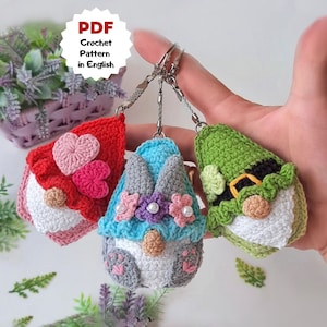 Set of 3 crochet patterns GNOMES, Beginners crochet, Diy crochet kit, Gnome patterns pdf, Funny crochet patterns