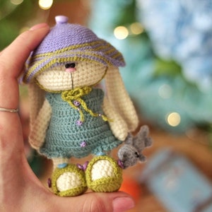 Amigurumi crochet pattern of rabbit and cat in clothes image 3