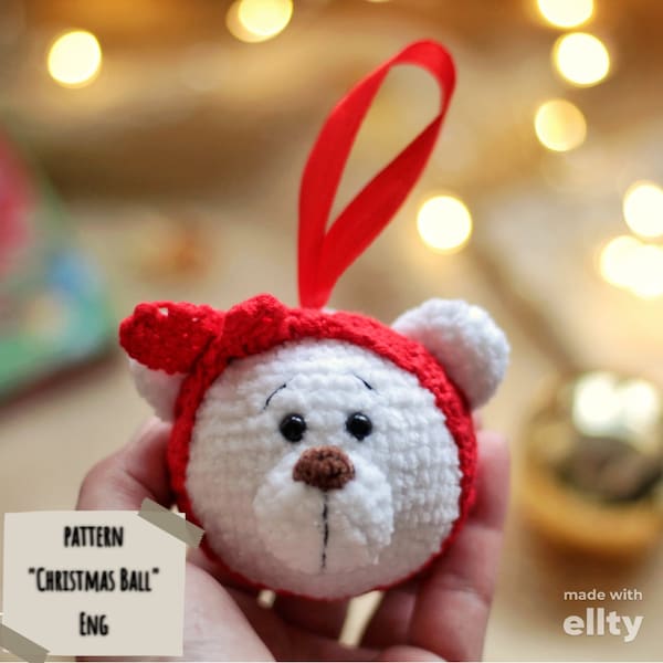 Bola navideña amigurumi a crochet, patrón de bolas para árbol de Navidad