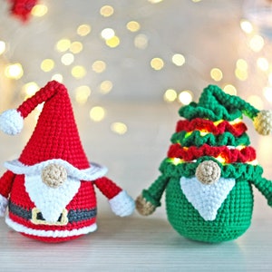 Christmas gnome crochet pattern - santa gnome - christmas tree gnome - crochet christmas ornament pattern