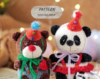 Amigurumi crochet pattern panda and bear, easy amigurumi tutorial