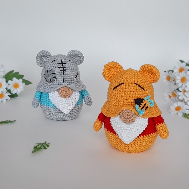 Bear gnomes crochet pattern, Gnomes crochet pattern, Baby shower crochet gift, Crochet birthday gift image 3
