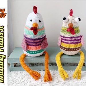 Funny Chicken Knitted Pattern, Easy Crazy Bird, Knitting Soft Toy, DIY Stuffed Animal,Spring decor, Tutorial English PDF.