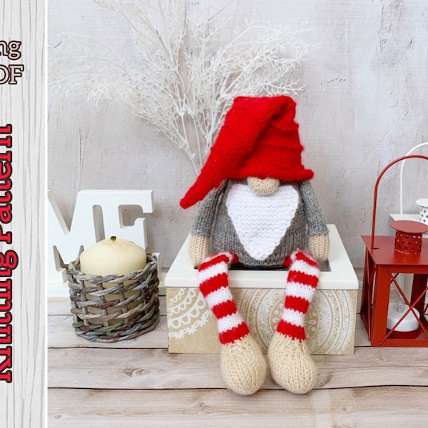 Christmas Gnome, Knitting Pattern, DIY Christmas Decor, Scandinavian dwarf PDF, English Tutorial, Christmas Gift