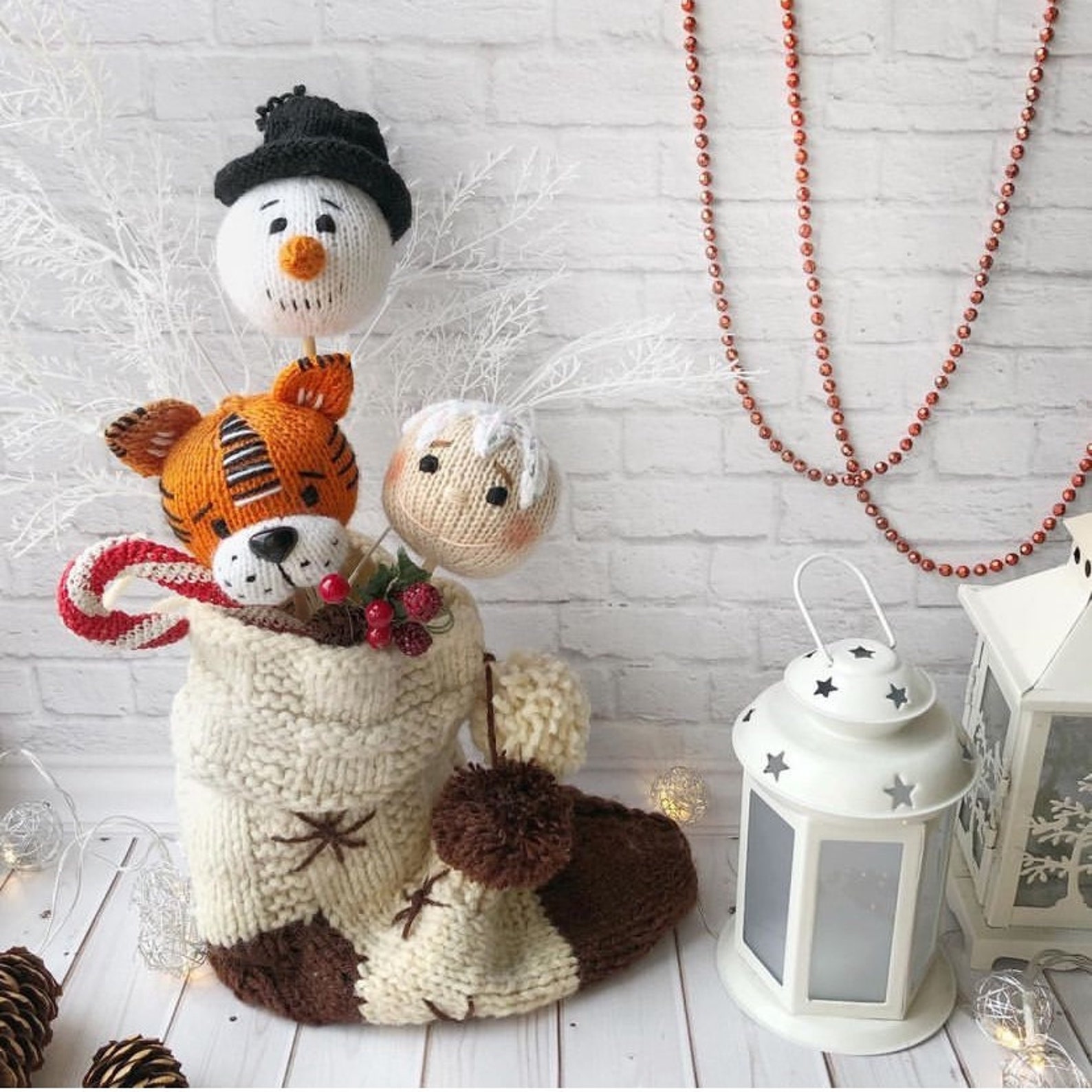 Christmas Ornament Balls Set Knitting Pattern Knitted Tree Etsy