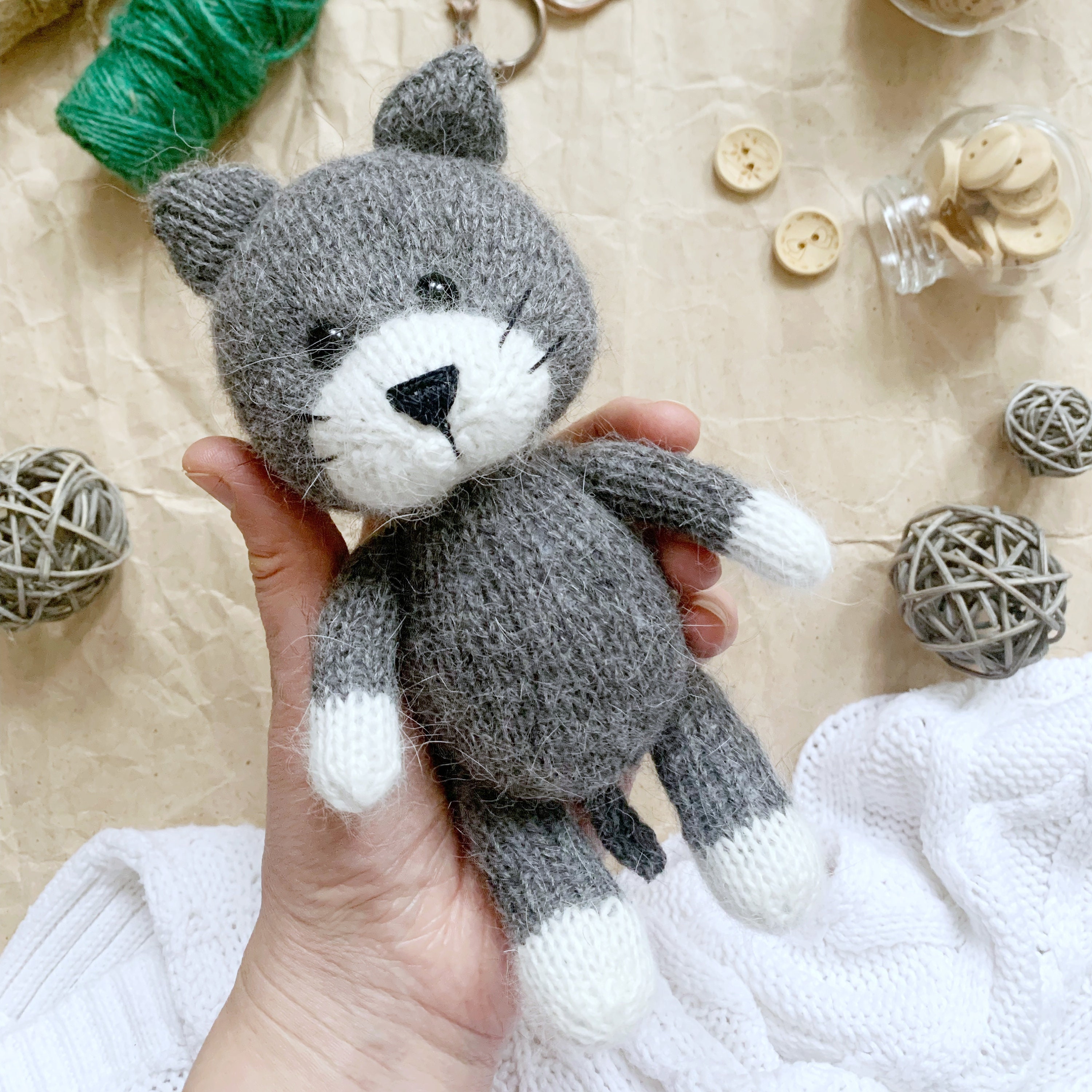 Little Cat Knitted Pattern, Knitting Soft Toy, DIY Stuffed Animal ...