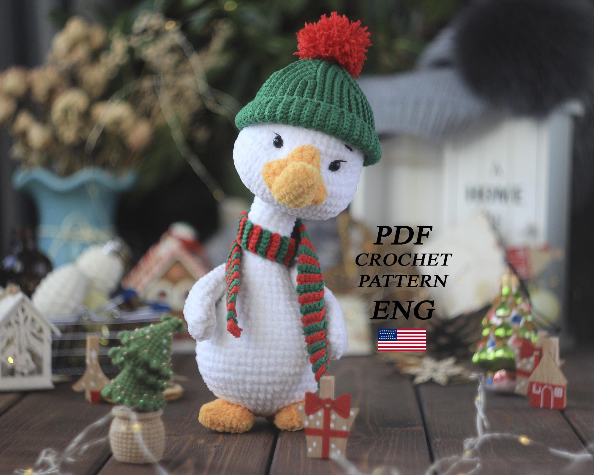 39 Plushie Crochet Patterns for Soft, Cuddly Amigurumi Makes 3 Сrochet white plush goose in hat and scarf in Eng Сrochet
