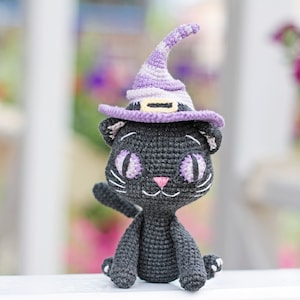 Crochet cat halloween pattern - halloween amigurumi pattern black cat - diy halloween decor