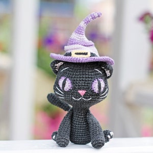 Crochet cat halloween pattern - halloween amigurumi pattern black cat - diy halloween decor