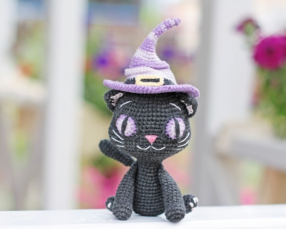 Crochet cat halloween pattern - halloween amigurumi pattern black cat - diy halloween decor