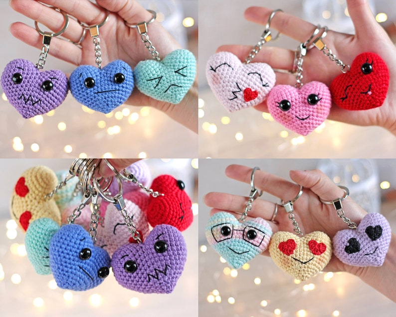 Crochet heart keychain pattern beginner amigurumi keychain pattern valentines gift diy image 1