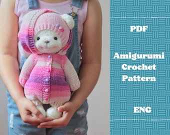 Teddy bear crochet pattern,teddy bear pdf,bear amigurumi pattern,teddy bear clothes,polar bear,Crochet Teddy Bear Amigurumi, Crochet Pattern