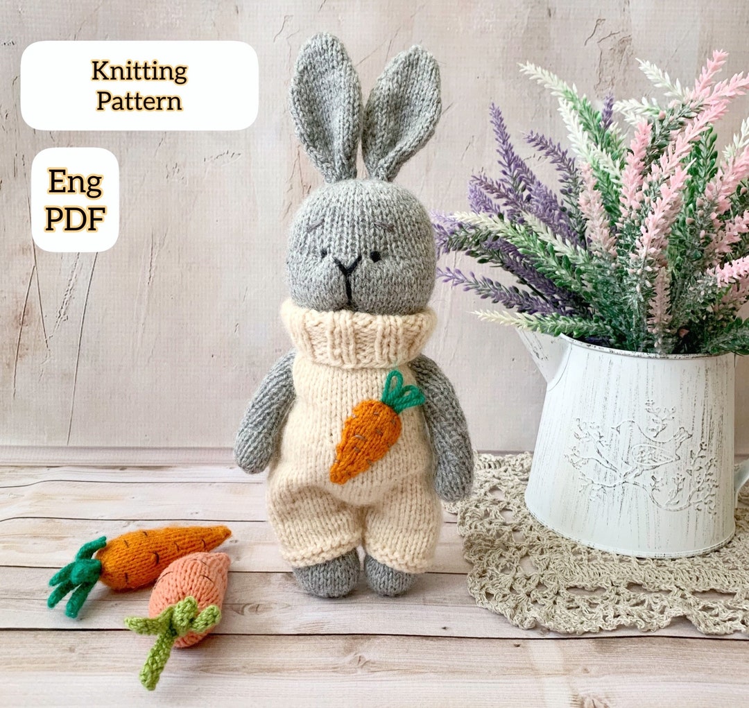 Knitting Bunny Rabbit, Knitted Pattern PDF, DIY Easter Favor, Mini ...