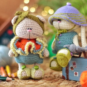 Amigurumi crochet pattern of rabbit and cat in clothes zdjęcie 7