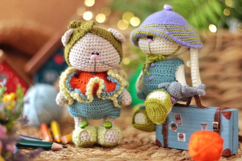 Amigurumi crochet pattern of rabbit and cat in clothes image 7