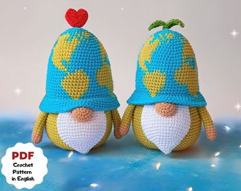 Crochet pattern EARTH gnome, cute earth day gnome, ecology gnome crochet pattern, eco friendly gift