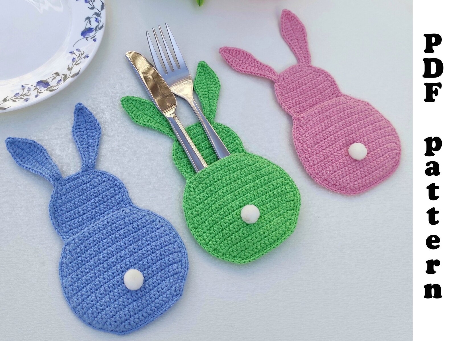 Bunny Cutlery Holder Easter Bunny Pattern Amigurumi Etsy