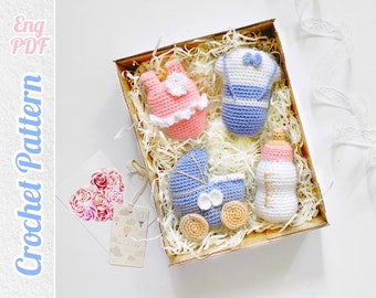 Baby Carriage, Milk bottle Crochet Parent, DIY Baby Shower Gift, Baby Baptism Favors PDF.