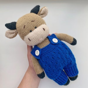 Bull Toy Knitting Pattern, Knitted Cow, symbol of year, DIY Soft Toy, Stuffed Animal Tutorial PDF image 5
