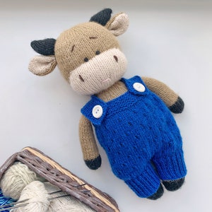 Bull Toy Knitting Pattern, Knitted Cow, symbol of year, DIY Soft Toy, Stuffed Animal Tutorial PDF image 2