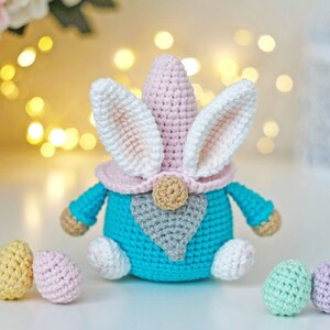 Easter crochet bunny gnome pattern easy amigurumi easter rabbit ornament cute crochet easter basket image 3