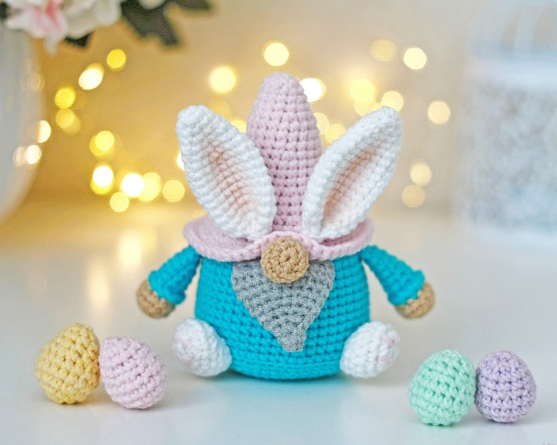 Easter crochet bunny gnome pattern easy amigurumi easter rabbit ornament cute crochet easter basket image 3