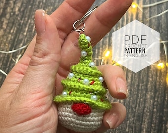 Pattern Christmas Gnome, Crocheted Gnome, Keychain gnome