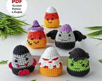 Candy Corn crochet patterns, Set of 6 patterns, Halloween crochet patterns, Autumn Candy Corn