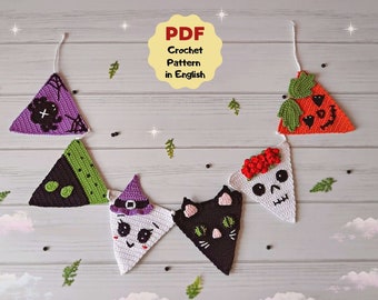 HALLOWEEN garland crochet pattern, Easy crochet patterns, Crochet decorations for Halloween, Scary Halloween garland