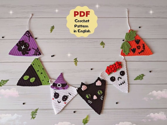 HALLOWEEN garland crochet pattern, Easy crochet patterns, Crochet decorations for Halloween, Scary Halloween garland