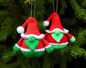 Kerst haakpatronen ornamenten kabouter kerstversieringen gehaakt amigurumi patroon - doe het zelf cadeaus kerstkabouters