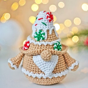 Christmas crochet patterns gingerbread ornament gnome- gingerbread Christmas decorations crochet amigurumi pattern - do it yourself gifts