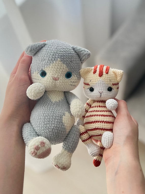 SET 2 in 1 crochet cats PATTERN pdf, amigurumi plush toy kitten, tutorial ENGLISH