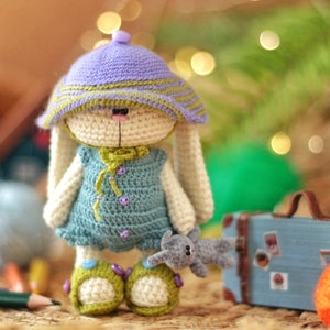 Amigurumi crochet pattern of rabbit and cat in clothes image 2