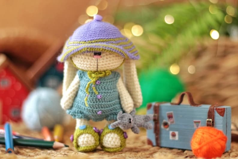 Amigurumi crochet pattern of rabbit and cat in clothes image 2